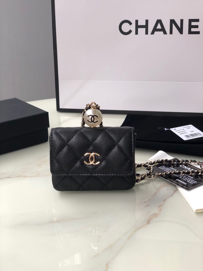 Chanel flap coin purse with chain AP2119 black