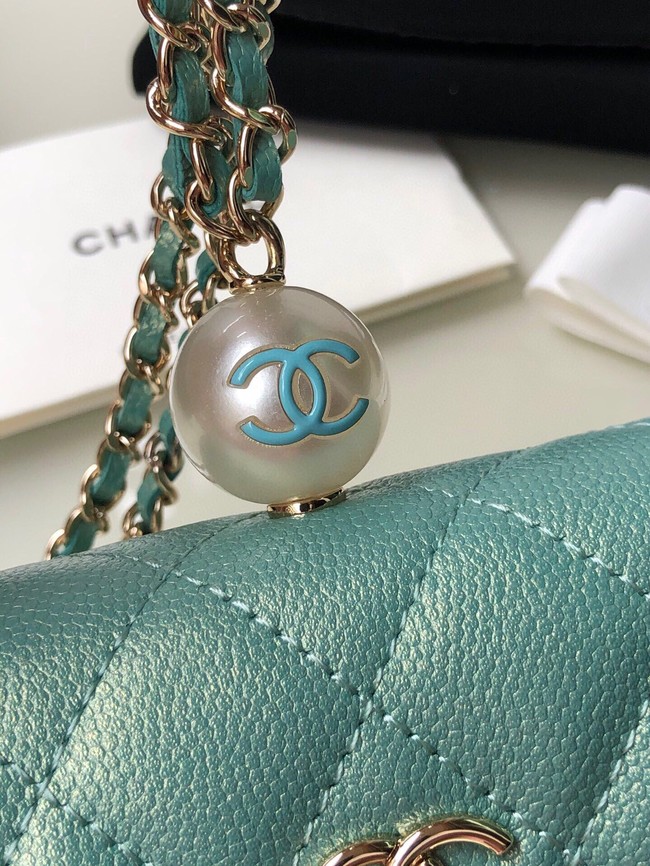 Chanel flap coin purse with chain AP2119 green