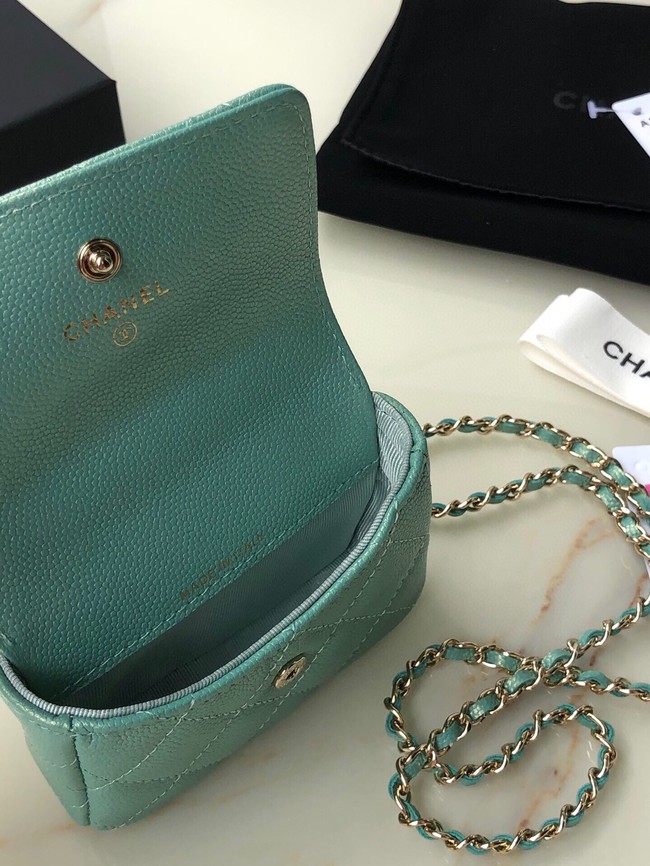 Chanel flap coin purse with chain AP2119 green