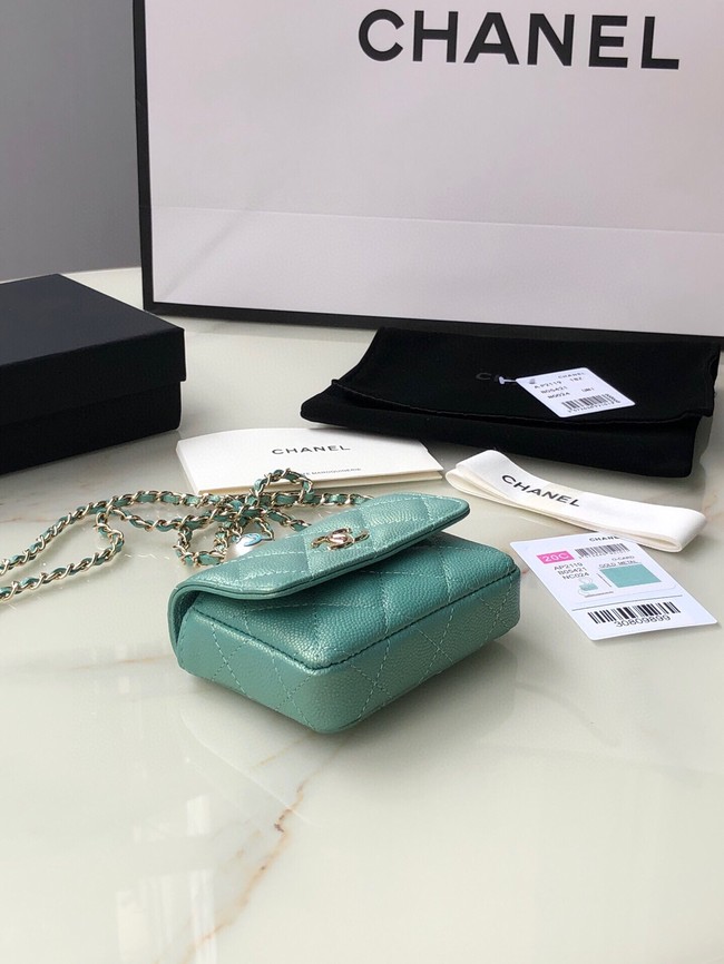 Chanel flap coin purse with chain AP2119 green