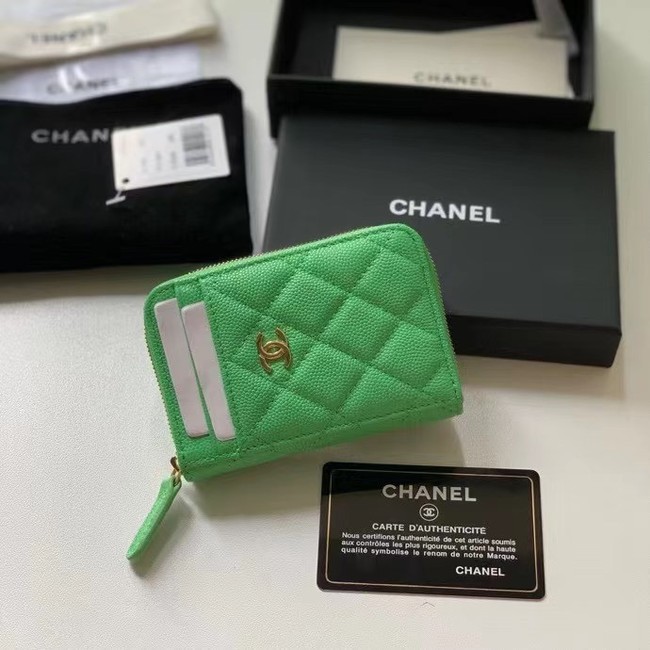 Chanel card holder Calfskin AP1650 green