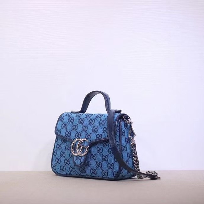 Gucci GG Marmont Multicolor mini top handle bag 583571 blue