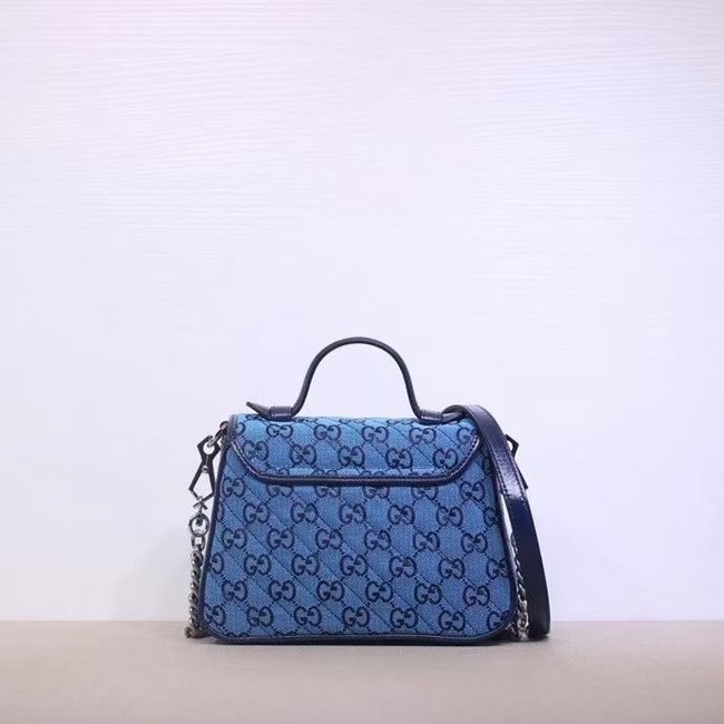 Gucci GG Marmont Multicolor mini top handle bag 583571 blue