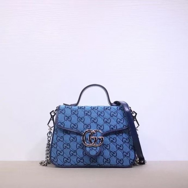 Gucci GG Marmont Multicolor mini top handle bag 583571 blue