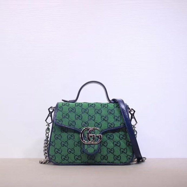 Gucci GG Marmont Multicolor mini top handle bag 583571 green