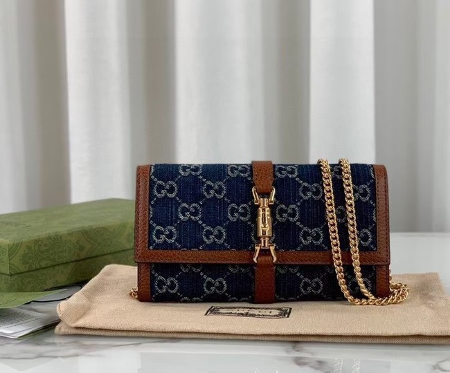 Gucci Jackie 1961 chain wallet denim 652681 blue