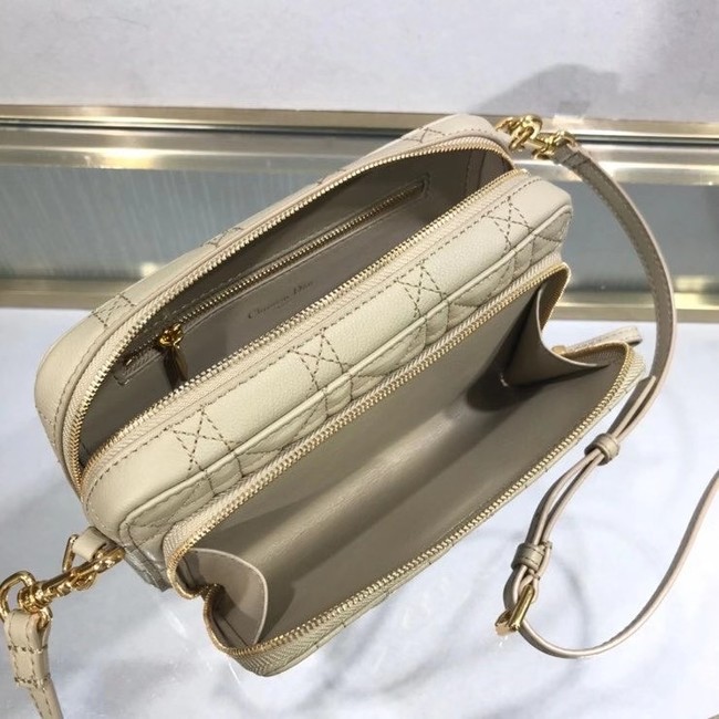 DIOR CARO DOUBLE POUCH Supple Cannage Calfskin S5037U Beige