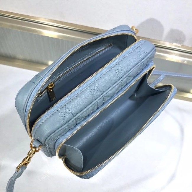 DIOR CARO DOUBLE POUCH Supple Cannage Calfskin S5037U light blue