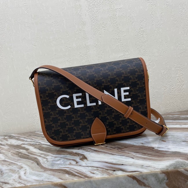 Celine TRIOMPHE SHOULDER BAG IN TRIOMPHE CANVAS AND CALFKSIN 193902 BLACK