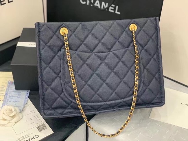 Chanel Original Leather Shopping Bag AS2360 Navy Blue