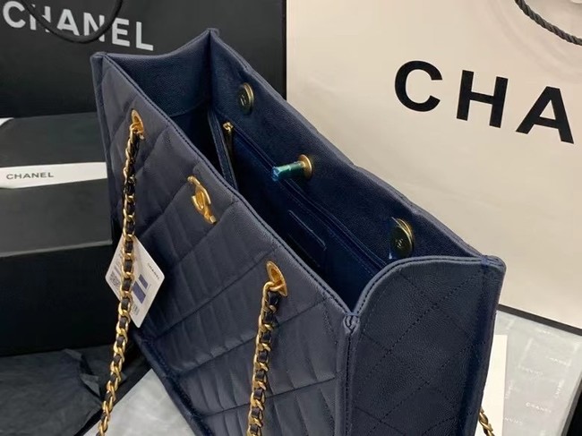 Chanel Original Leather Shopping Bag AS2360 Navy Blue