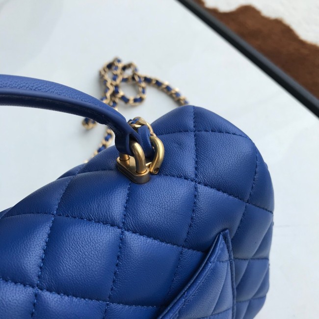 CHANEL mini flap bag with top handle AS2431 blue