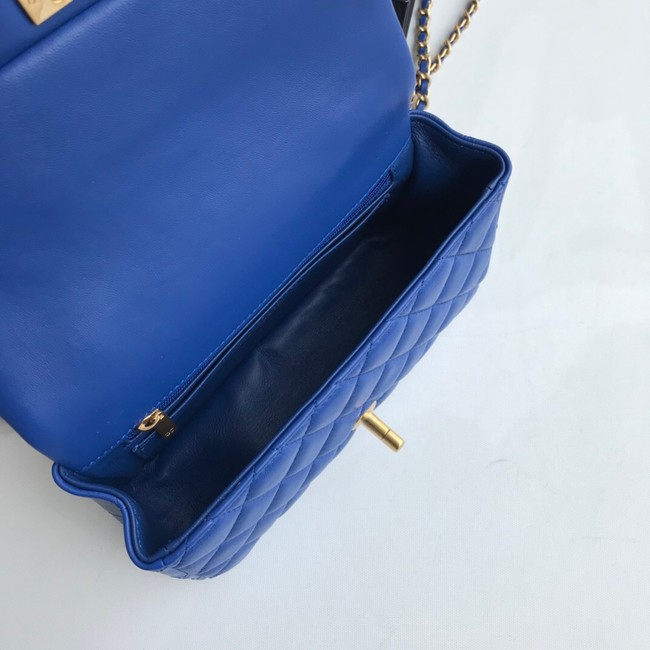 CHANEL mini flap bag with top handle AS2431 blue