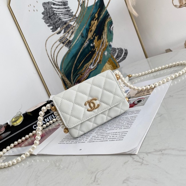 Chanel flap coin purse with chain 81085 white