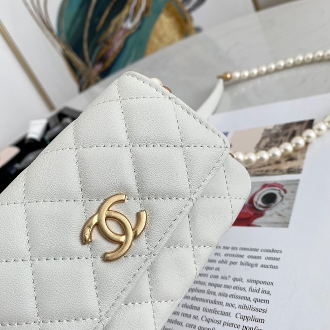 Chanel flap coin purse with chain 81085 white