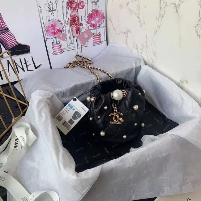 Chanel mini drawstring bag AS1077 black