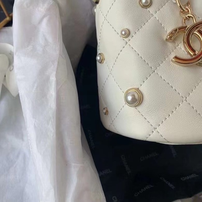 Chanel mini drawstring bag AS1077 white