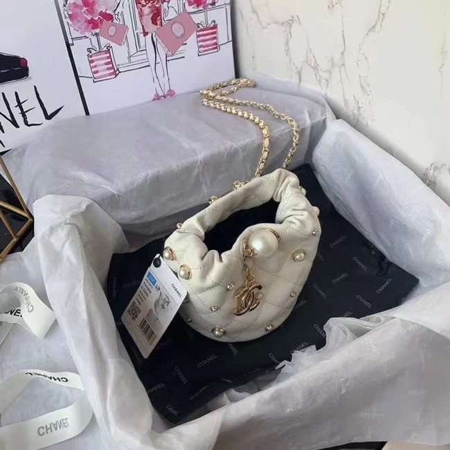 Chanel mini drawstring bag AS1077 white