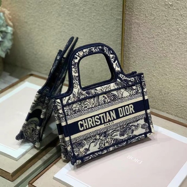 MINI DIOR BOOK TOTE Embroidery S5475Z Blue