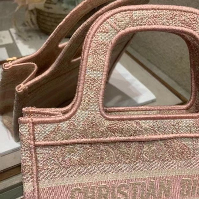 MINI DIOR BOOK TOTE Embroidery S5475Z pink