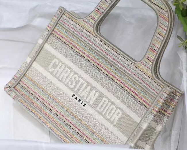 MINI DIOR BOOK TOTE Multicolor Stripes Embroidery S5475Z