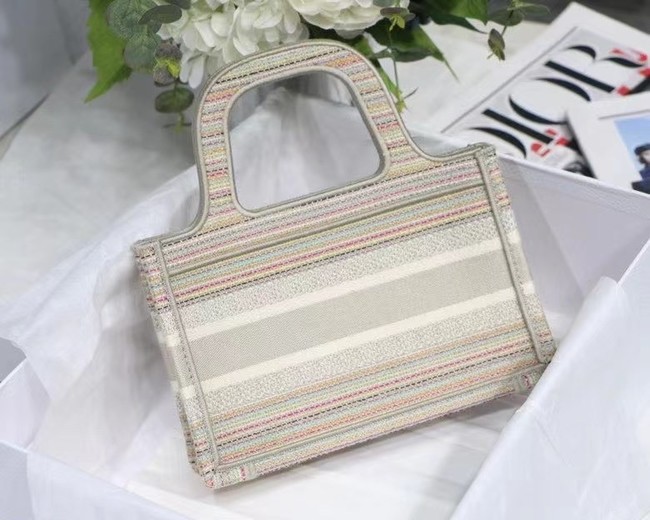 MINI DIOR BOOK TOTE Multicolor Stripes Embroidery S5475Z