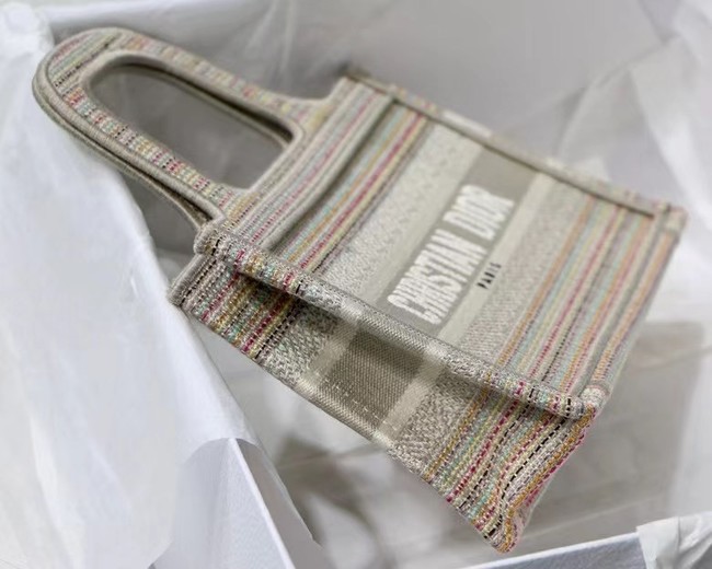 MINI DIOR BOOK TOTE Multicolor Stripes Embroidery S5475Z