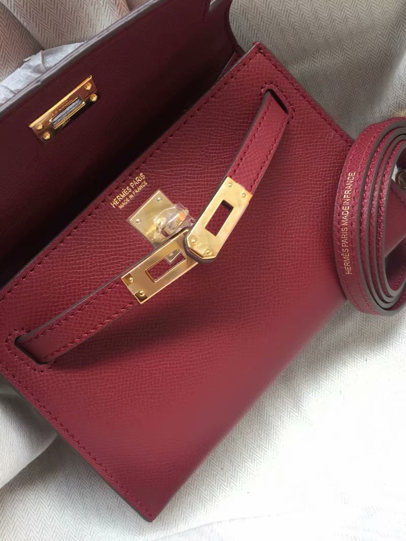 Hermes Kelly 19cm Shoulder Bags Epsom Leather KL19 fuchsia 