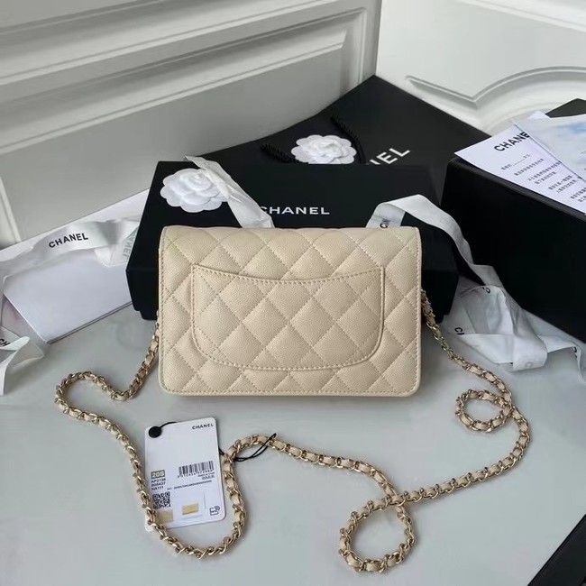 CHANEL mini wallet on chain AP2136 Apricot