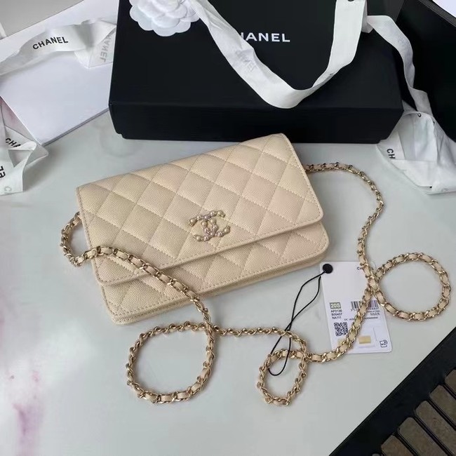 CHANEL mini wallet on chain AP2136 Apricot