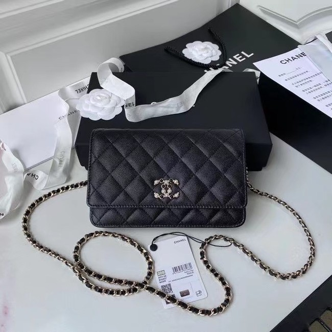 CHANEL mini wallet on chain AP2136 black