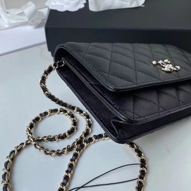 CHANEL mini wallet on chain AP2136 black