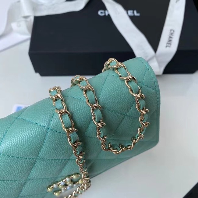 CHANEL mini wallet on chain AP2136 green