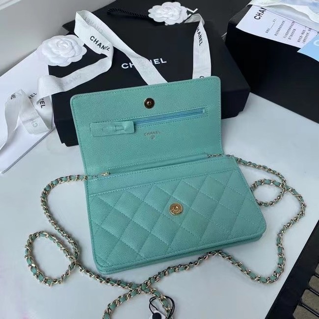 CHANEL mini wallet on chain AP2136 green