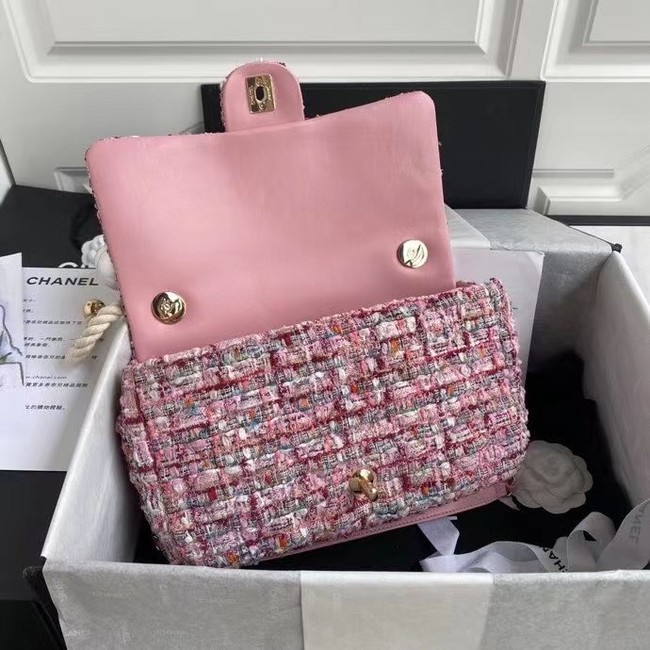 chanel flap bag Tweed 19SS pink