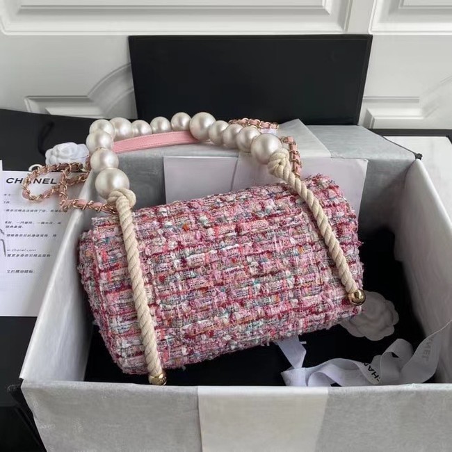 chanel flap bag Tweed 19SS pink