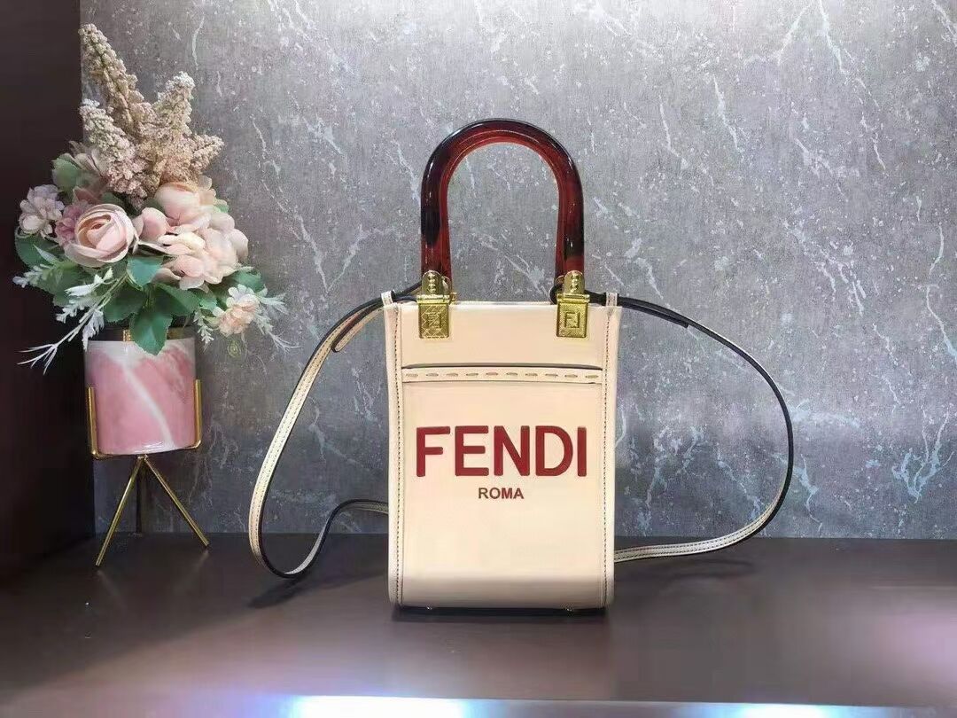 FENDI MINI SUNSHINE SHOPPER leather mini-bag 8BS051ABV Beige