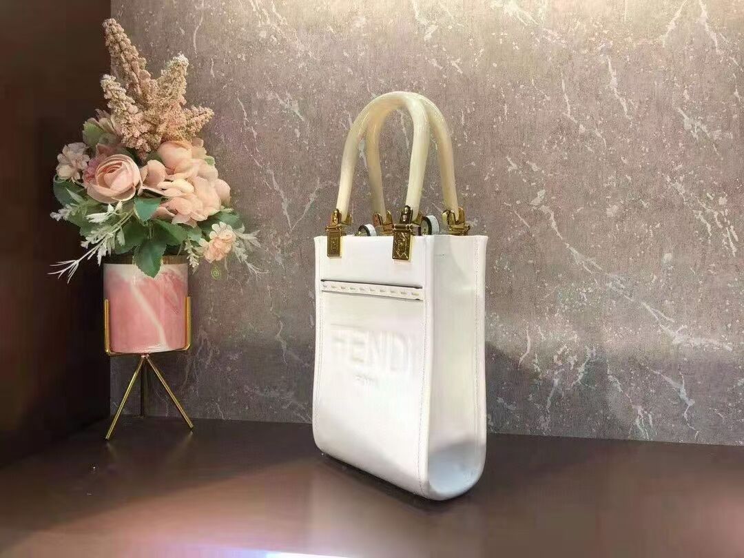 FENDI MINI SUNSHINE SHOPPER leather mini-bag 8BS051ABV beige