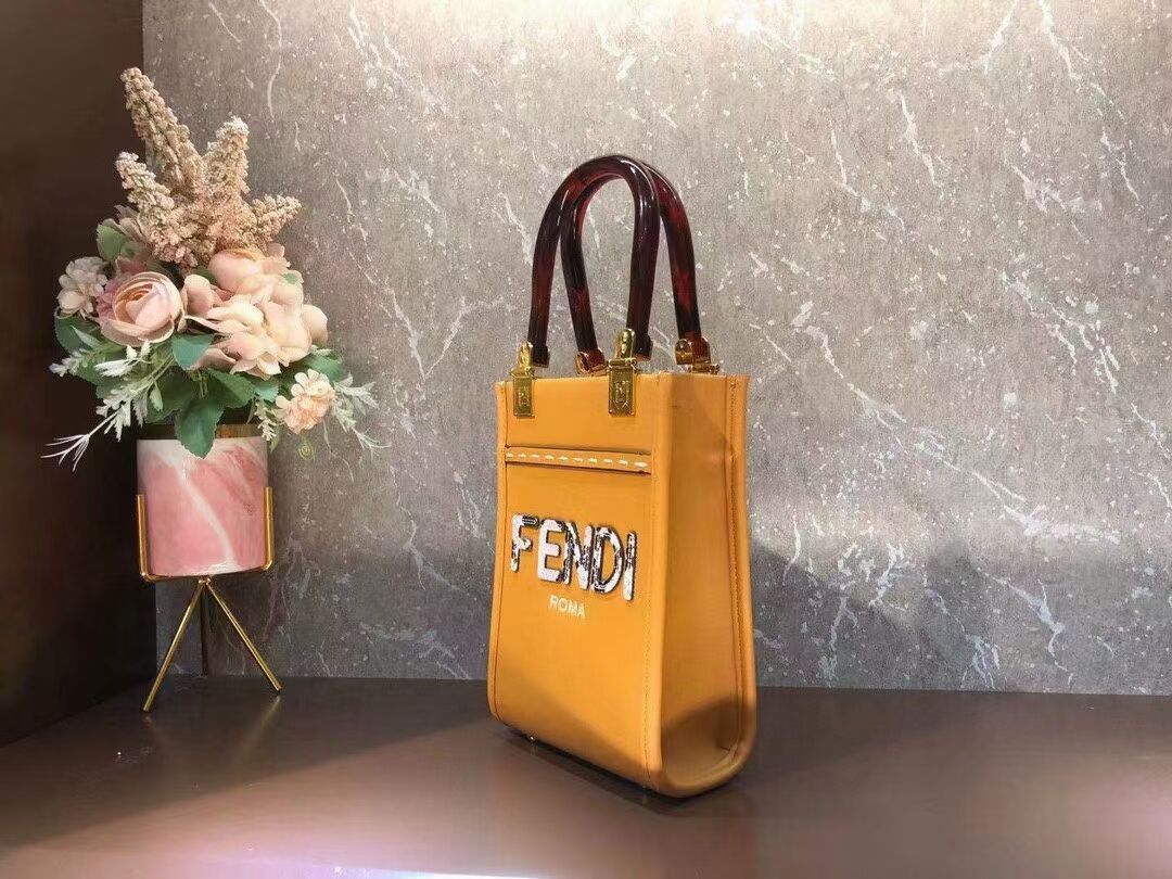 FENDI MINI SUNSHINE SHOPPER leather mini-bag 8BS051ABV orange