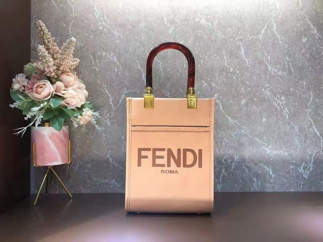 FENDI MINI SUNSHINE SHOPPER leather mini-bag 8BS051ABV pink