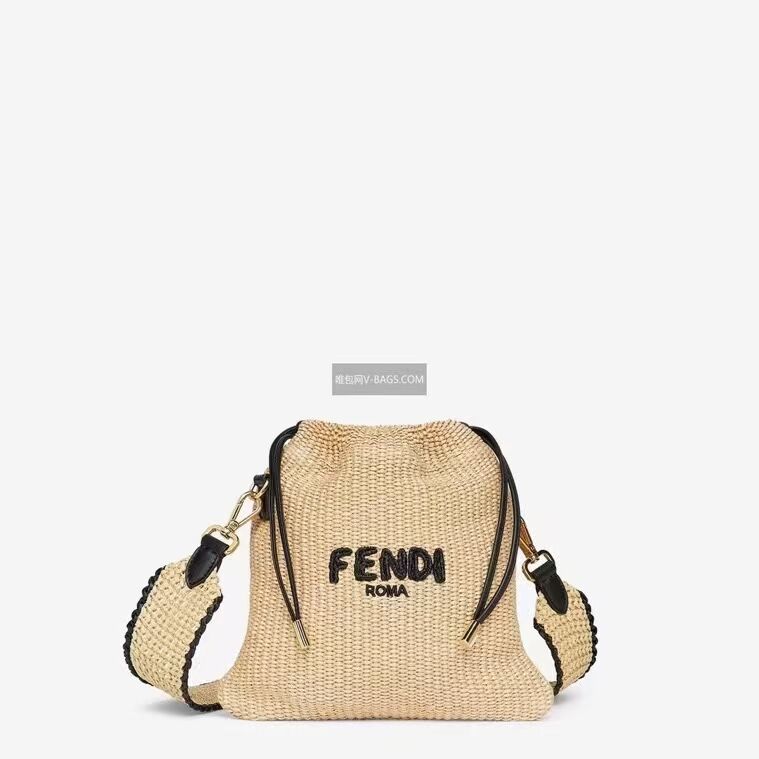 FENDI PACK SMALL POUCH Braided straw small-bag F1529 apricot