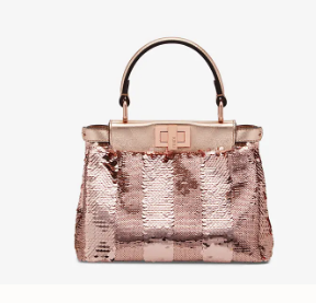 FENDI PEEKABOO ICONIC MINI Beads bag F1359 rose gold