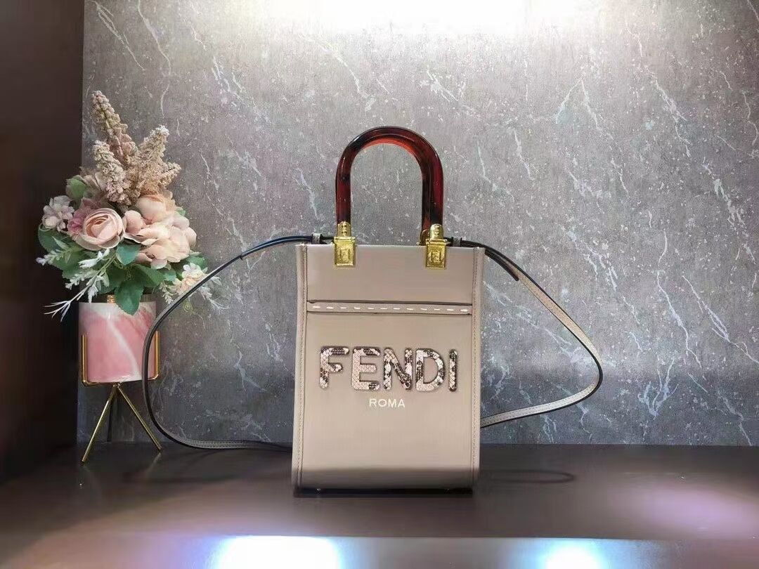 FENDI SUNSHINE SHOPPER leather mini-bag F1620 grey