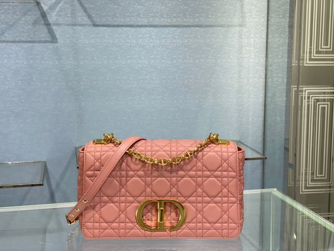 MEDIUM DIOR CARO BAG Soft Cannage Calfskin M9242 rose