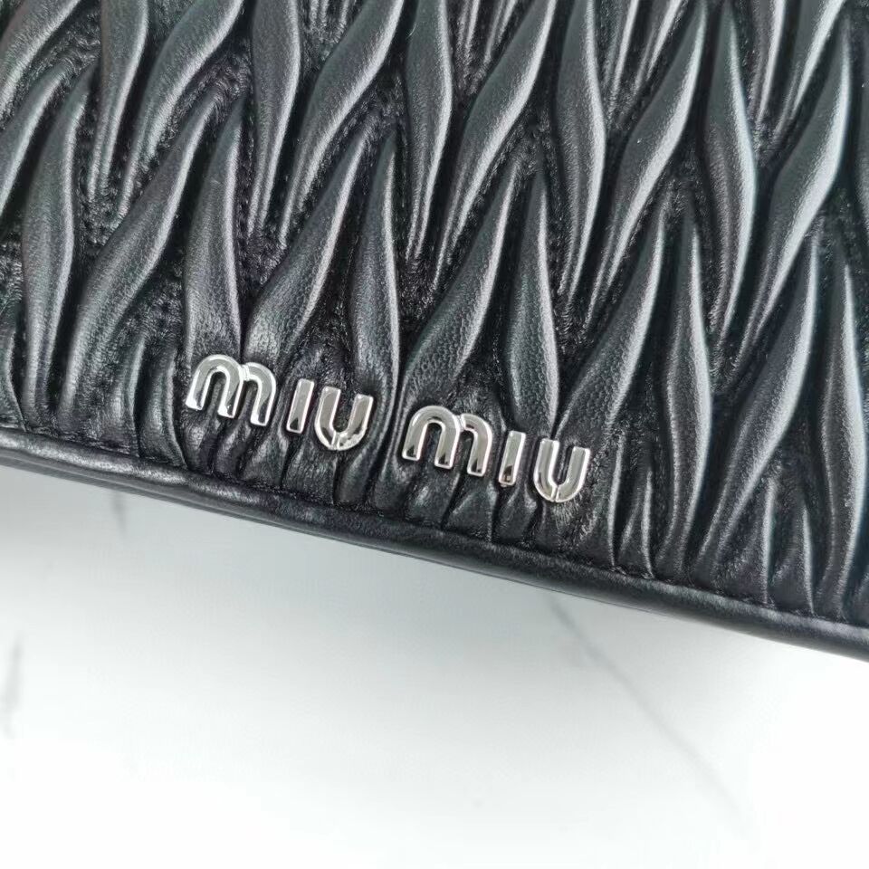 miu miu Matelasse Nappa Leather Shoulder Bag 5AC065 black