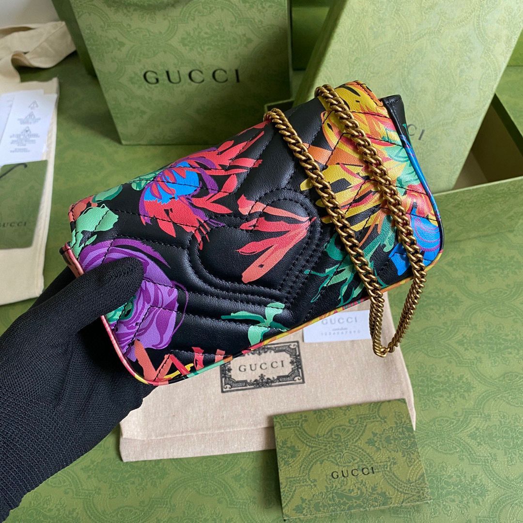 Gucci Dionysus Leather Super mini Bag 476433 Black Flower