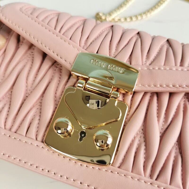 miu miu Matelasse Nappa Leather mini Shoulder Bag 5BD099 pink