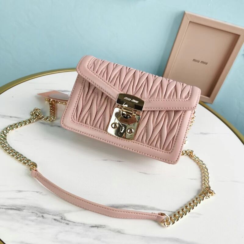 miu miu Matelasse Nappa Leather mini Shoulder Bag 5BD099 pink