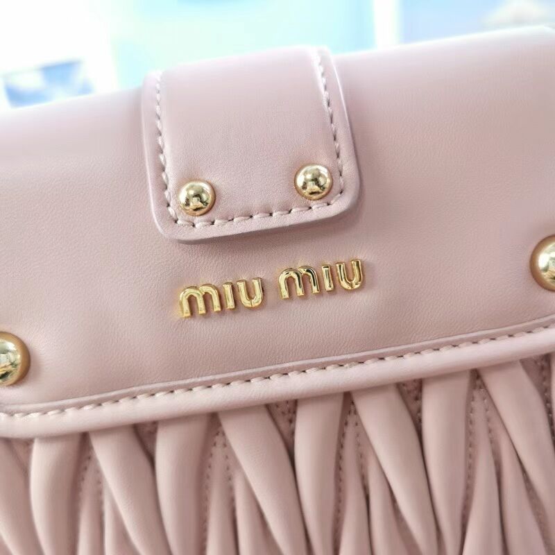 miu miu Matelasse Nappa Leather Shoulder Bag 5BD188 light pink