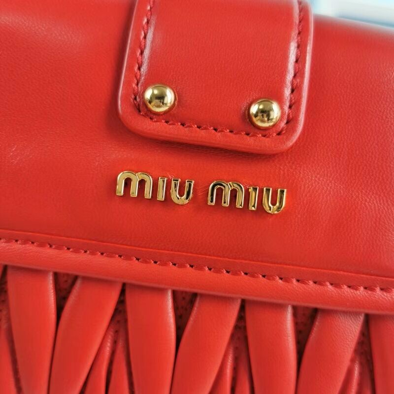 miu miu Matelasse Nappa Leather Shoulder Bag 5BD188 red